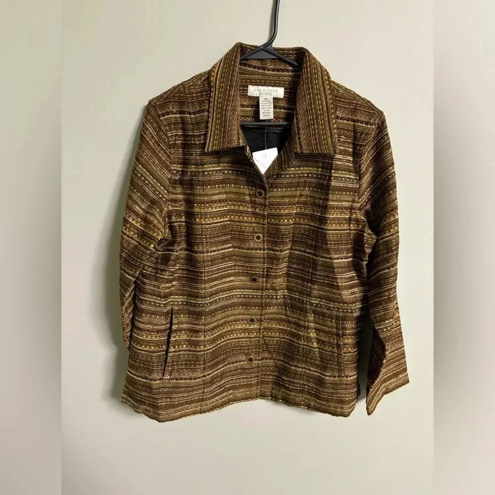 Appleseed’s Jacket Size 18 Petite Gold Metallic Blazer NWT New